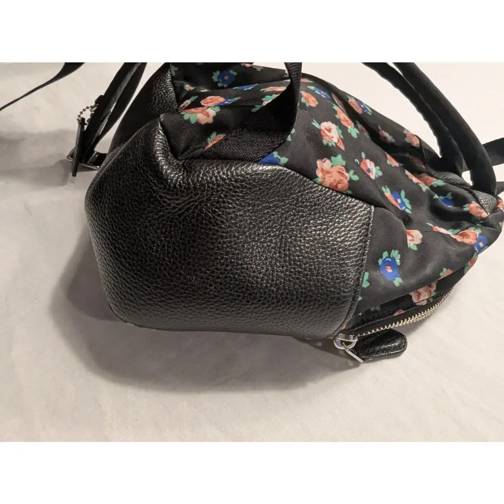 Coach Mini Charlie Backpack Tea Rose Floral Dog Patch Back Pack Purse Bag